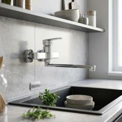 modern-chrome-kitchen-faucet-wall-mounted